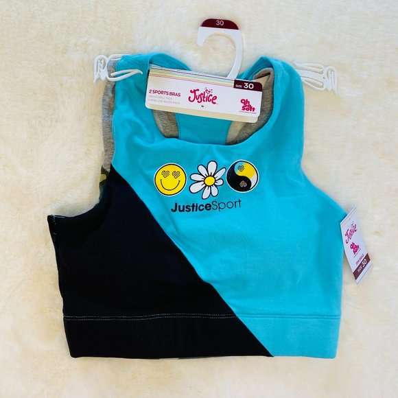 2/$18🌴 NEW Justice Girl's 2pk Sports Bras with Removable Pads, Size 30 - Picture 1 of 8